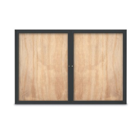 United Visual Products Slim Enclosed Corkboard, 11"x13-1/2", Gold Alum Frame/Surf UVEB1113-GOLD-SURF